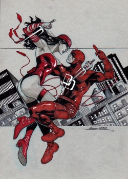 Elektra y Daredevil de Daniel Sampere