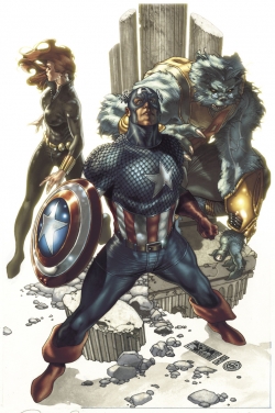 Viuda Negra, Capitán América y la Bestia de Simone Bianchi