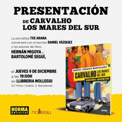 Hernán Migoya y Bartolomé Seguí presentan Carvalho. Los mares del sur en Barcelona